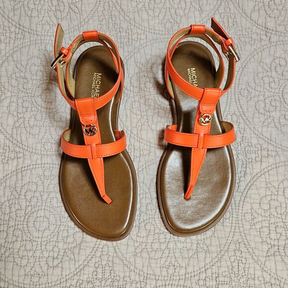 MICHAEL KORS Sasha T-Strap Sandal in Clementine Color. NWT. - Picture 4 of 11